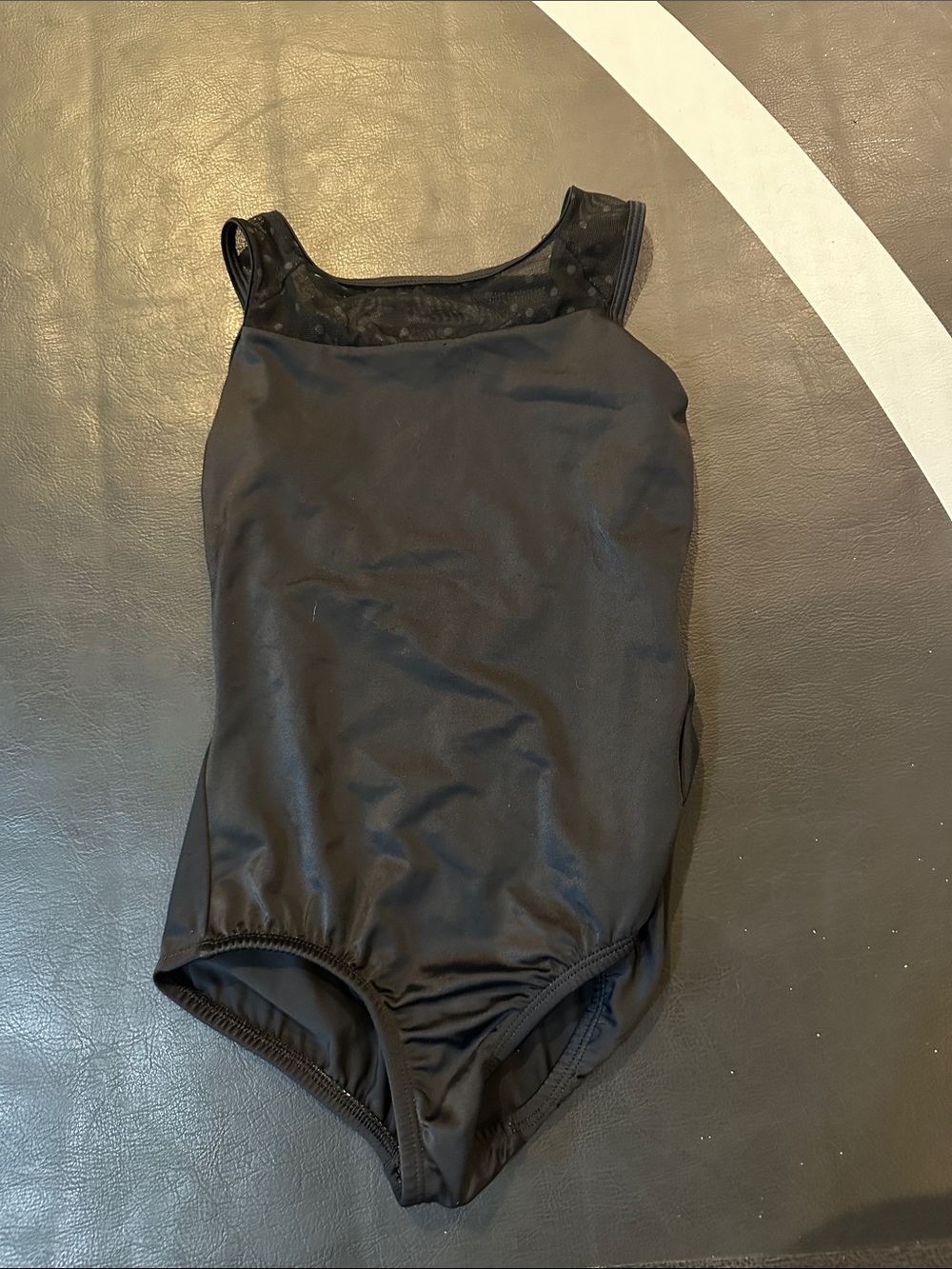 Body Wrappers Black Girls Dance Leotard with Sheer Dot Yoke